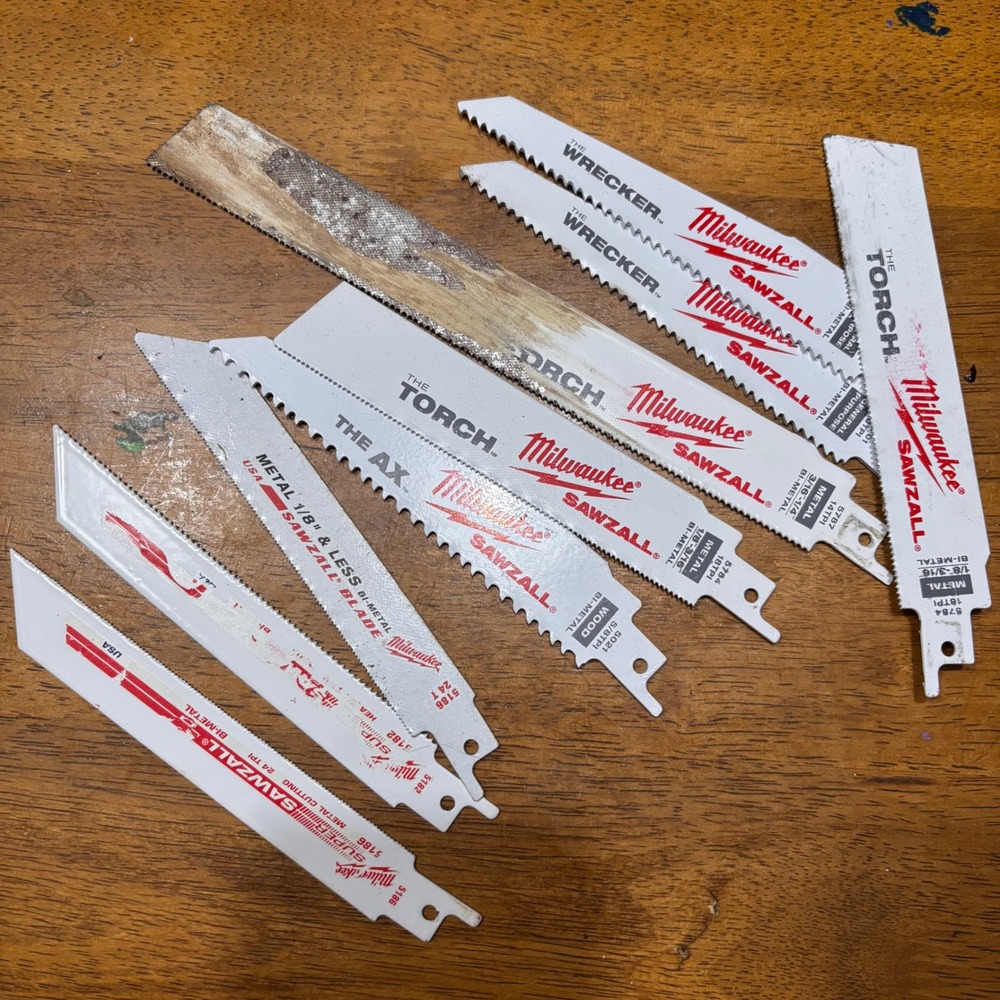Milwaukee Sawzall Blade Lot The Ax The Torch The Wrecker Bi-Metal Case 9pc